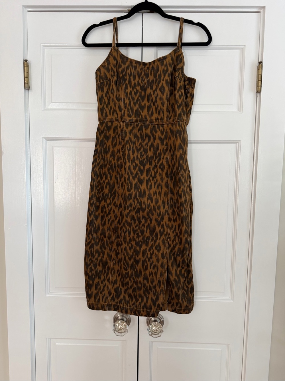 Steve Madden Leopard-Print Midi Slip Dress in Brown